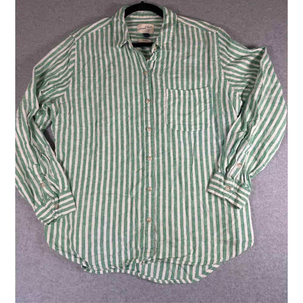 UNIVERSAL THREAD Relaxed Striped Linen Blend Shirt Sz L- Beach Vacation SKU 157
